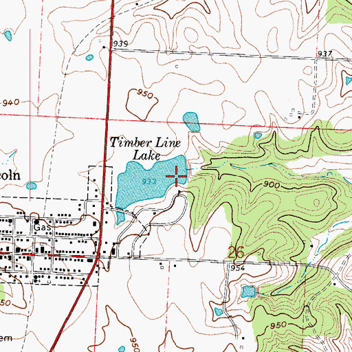Topographic Map of Timber Line Lake Dam, MO
