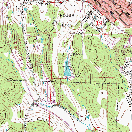 Topographic Map of Hough Park Lake, MO