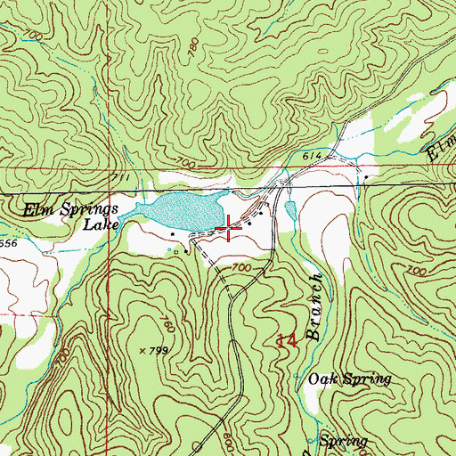 Topographic Map of Elm Springs Lake Dam, MO