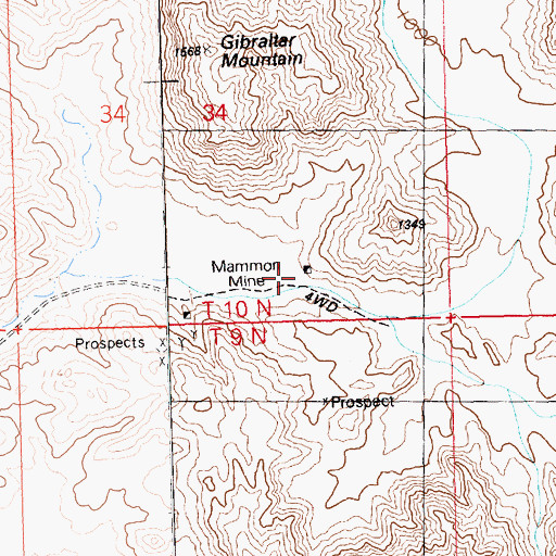 Topographic Map of Mammon Mine, AZ