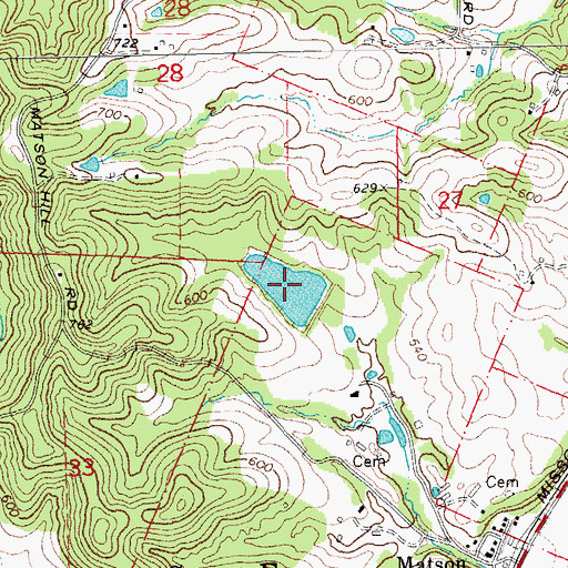 Topographic Map of Katy Reservoir, MO