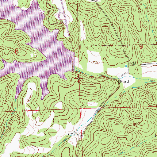 Topographic Map of Lake Perry, MO