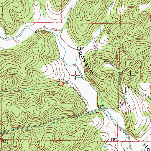 Topographic Map of Opossum Hollow Dam, MO