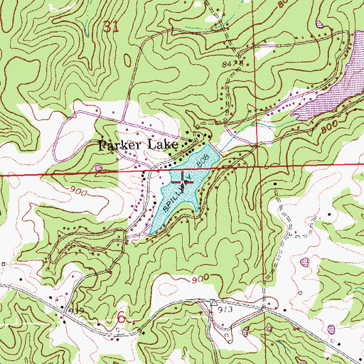 Topographic Map of Parker Lake, MO