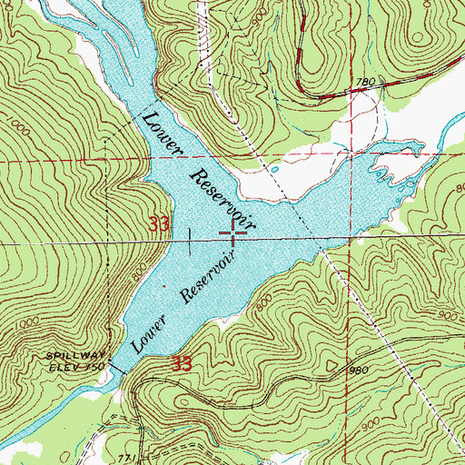 Topographic Map of Lower Reservoir, MO