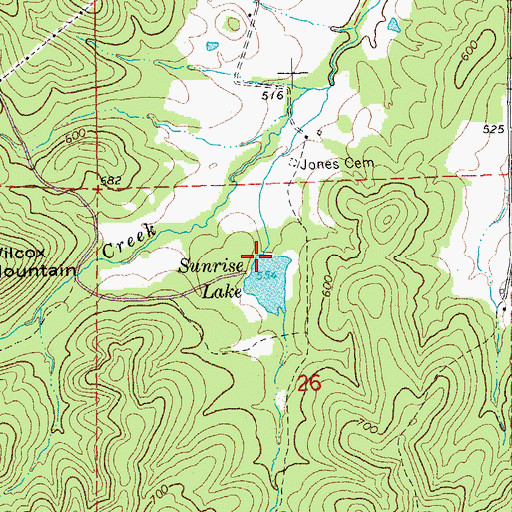 Topographic Map of Sunrise Lake Dam, MO