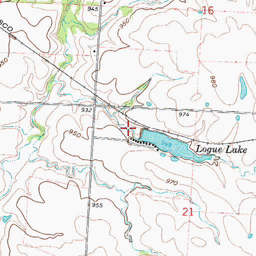 Topographic Map of Logue Lake Dam, MO
