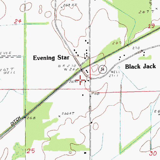 Topographic Map of Black Jack, AR