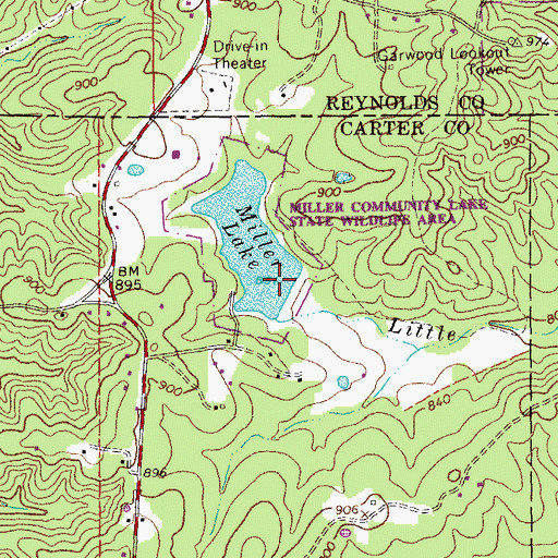 Topographic Map of Merrill Lake Dam, MO