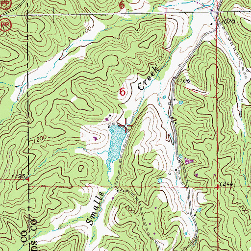 Topographic Map of Roy Davis Dam, MO