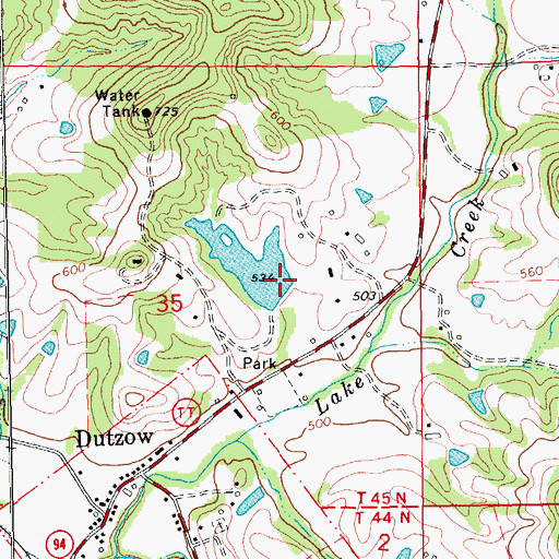 Topographic Map of Voelkerding Lake Dam, MO
