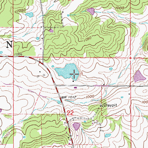 Topographic Map of Vernon Dillon Lake, MO