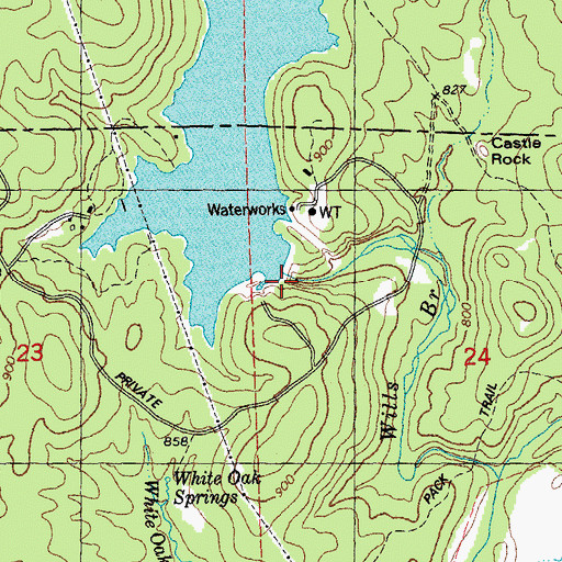 Topographic Map of Nims Lake Dam, MO