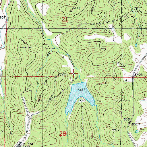 Topographic Map of Willibrand Lake Dam, MO