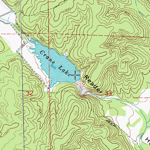 Topographic Map of Crane Lake Dam, MO