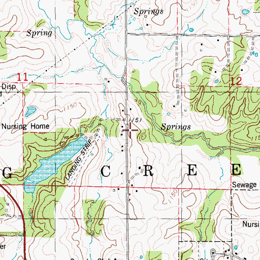 Topographic Map of Bass Dam, MO