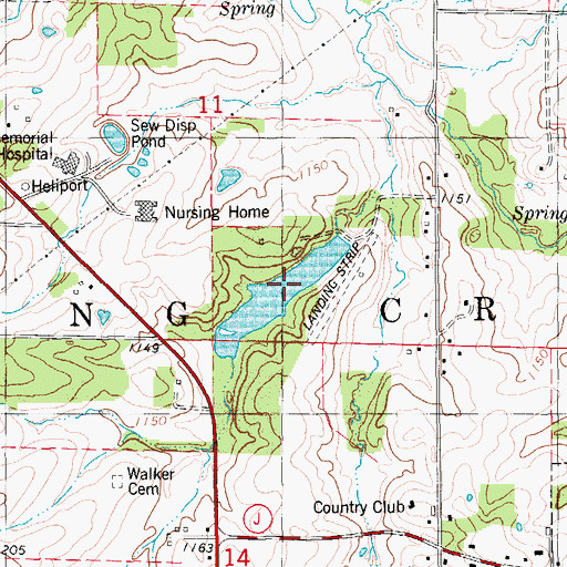 Topographic Map of Bass Lake, MO