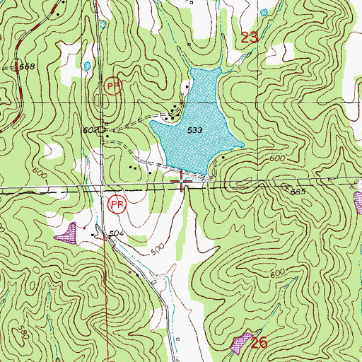 Topographic Map of Lake of the Hills Dam, MO