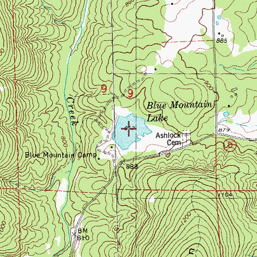 Topographic Map of Blue Mountain Lake, MO