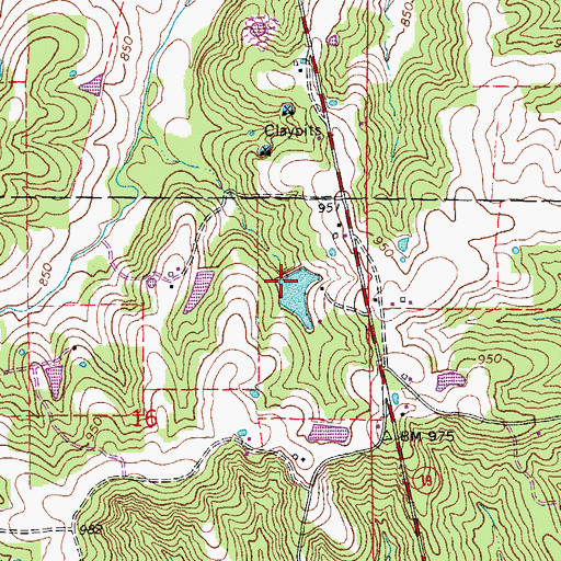 Topographic Map of Hensley Lake Dam, MO