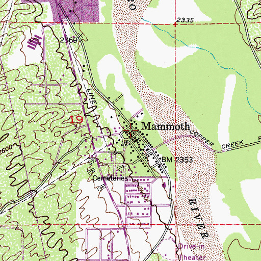 Topographic Map of Mammoth, AZ