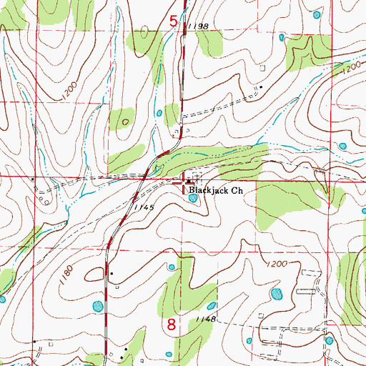 Topographic Map of Blackjack Church, AR
