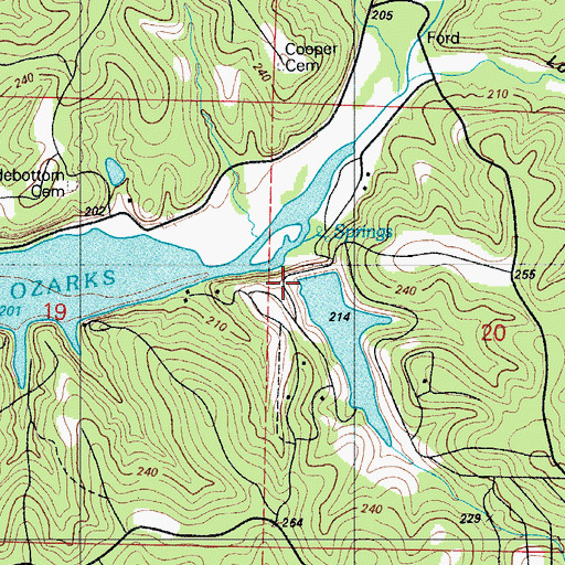 Topographic Map of Indian Creek Hills Incorporated Lake Dam, MO