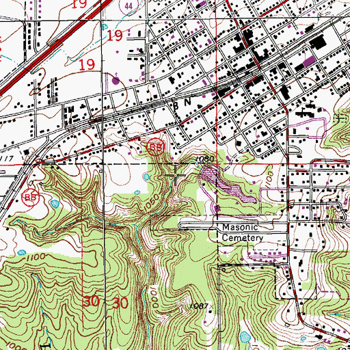 Topographic Map of Lake Scioto Dam, MO