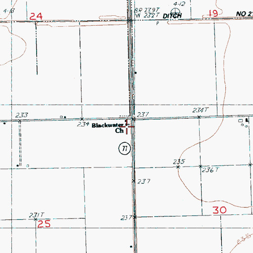 Topographic Map of Blackwater Baptist Church, AR