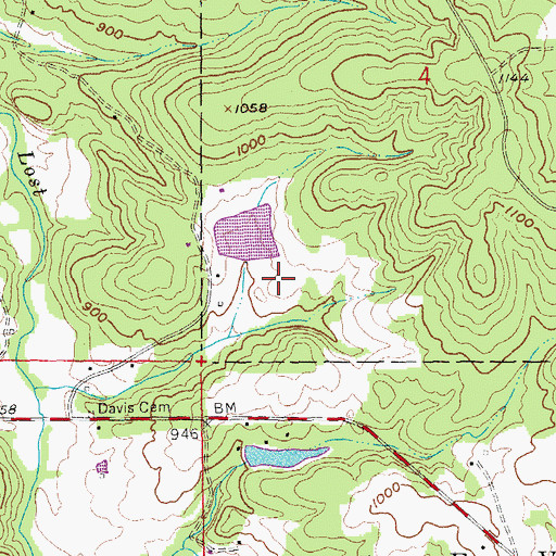 Topographic Map of Cates Lake Dam, MO