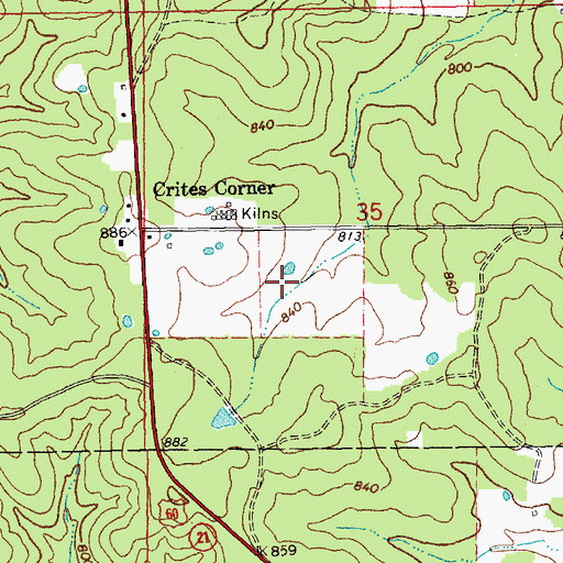 Topographic Map of Carnahan Lake Dam, MO