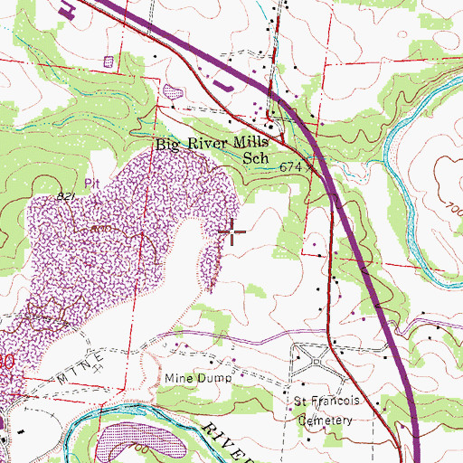 Topographic Map of Cedar Lake Dam, MO