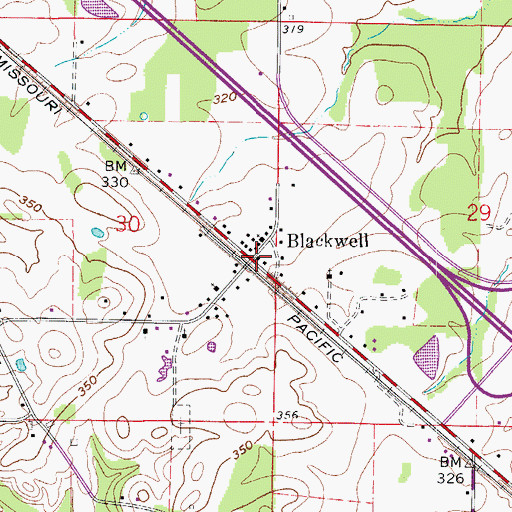 Topographic Map of Blackwell, AR