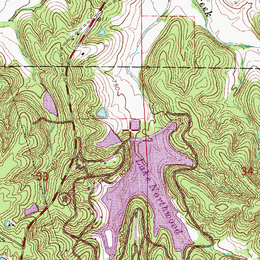 Topographic Map of Lake Northwoods Dam, MO