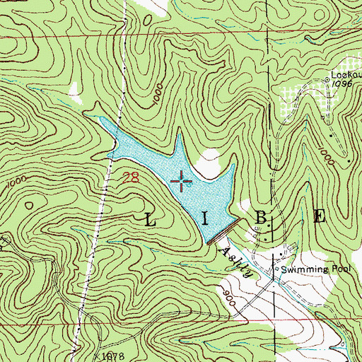 Topographic Map of Sayersbrook Lake, MO