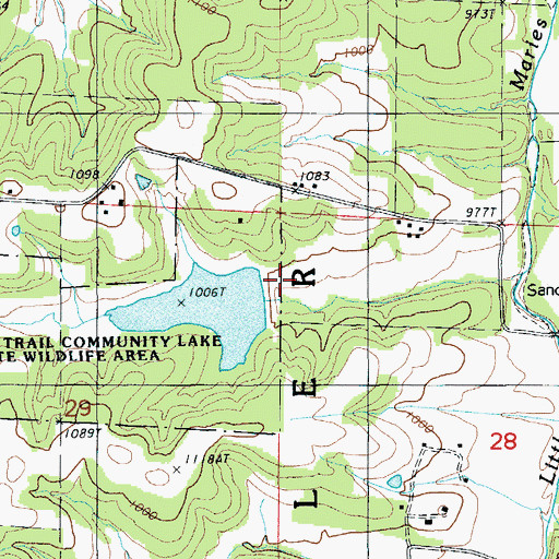 Topographic Map of Saber Lake Dam, MO