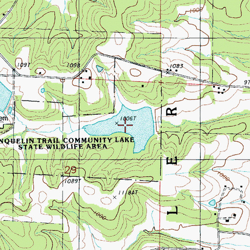 Topographic Map of Joe Hanauer Lake, MO