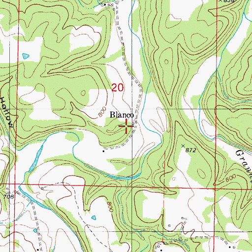 Topographic Map of Blanco, AR