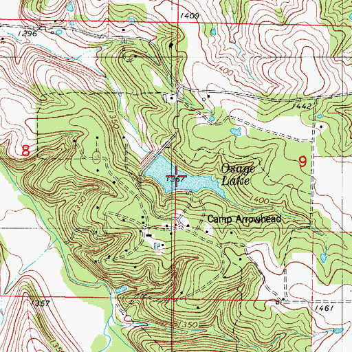 Topographic Map of Osage Lake, MO