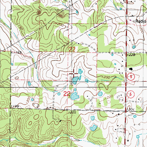 Topographic Map of Capoferri Lake Dam, MO
