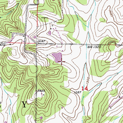 Topographic Map of Hershell Letsinger Lake, MO