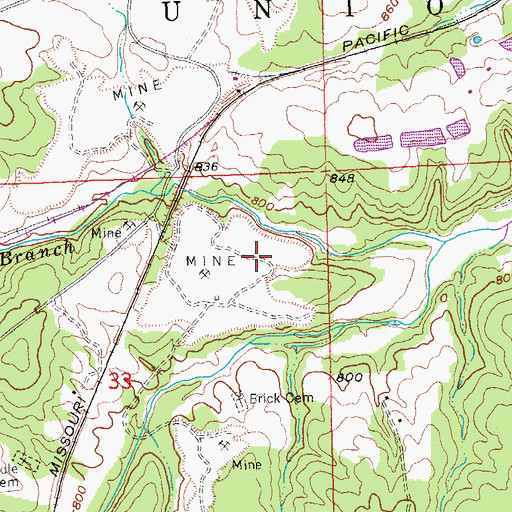 Topographic Map of Dresser Minerals Number 7 Dam, MO