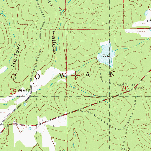 Topographic Map of Williams Lake Section 20, MO