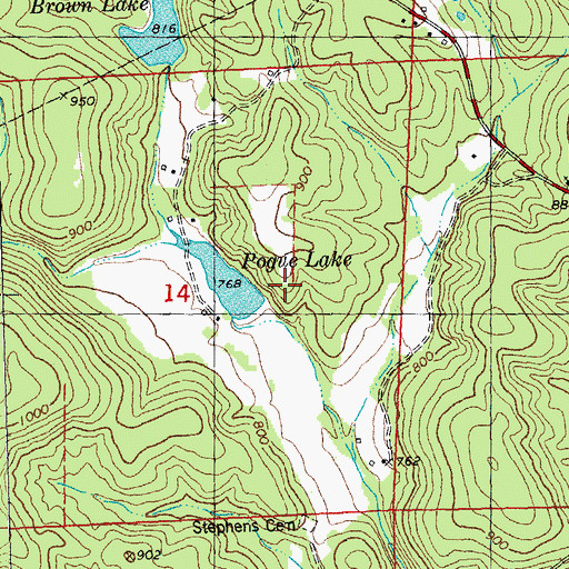 Topographic Map of Pogue Lake Dam, MO