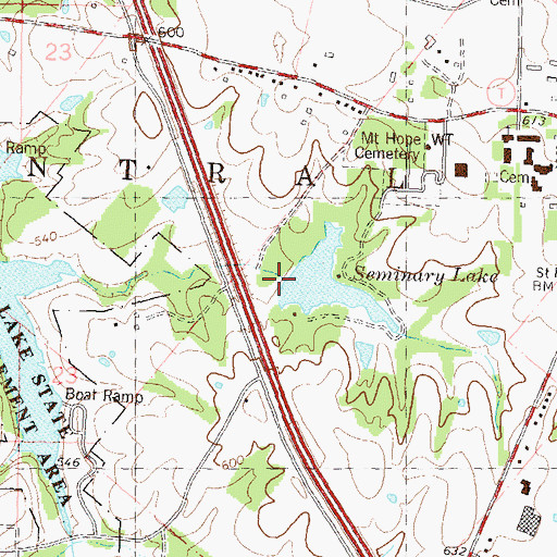 Topographic Map of Marys Lake Dam, MO