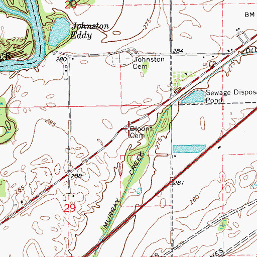 Topographic Map of Blount Cemetery, AR