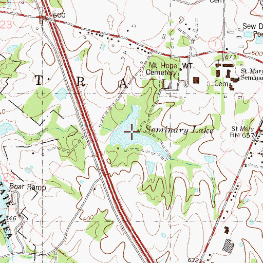 Topographic Map of Seminary Lake, MO