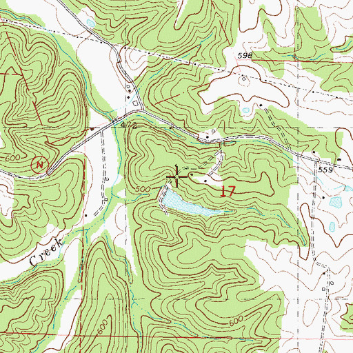 Topographic Map of Mach Lake Dam, MO