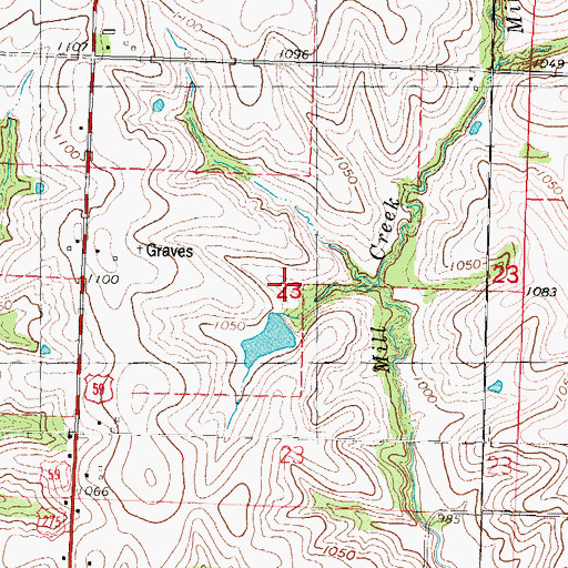 Topographic Map of Bailey Lake, MO