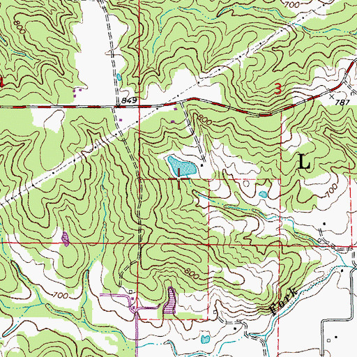 Topographic Map of Munzlinger Lake Dam, MO